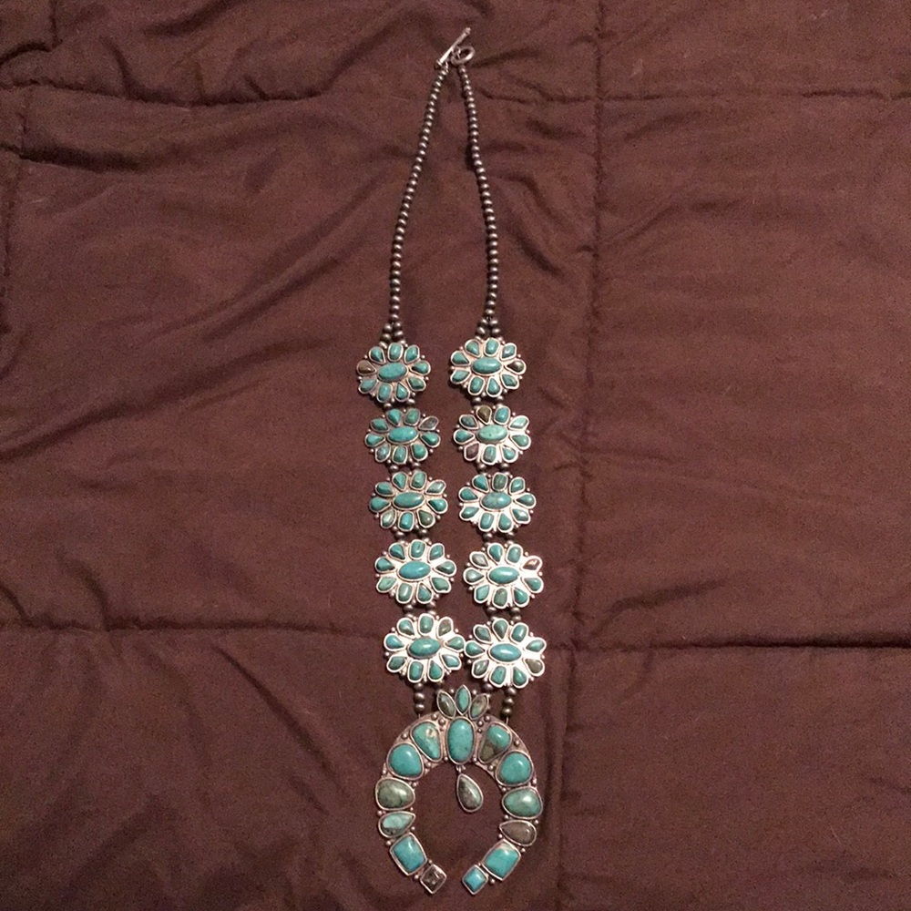 Faux turquoise squash blossom